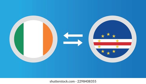 round icons with Ireland and Cape Verde flag exchange rate concept graphic element Illustration template design
