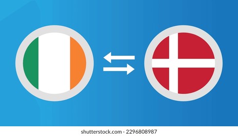 round icons with Ireland and Denmark flag exchange rate concept graphic element Illustration template design
