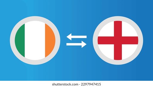 round icons with Ireland and England flag exchange rate concept graphic element Illustration template design

