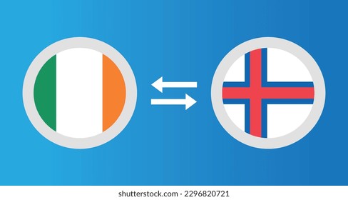 round icons with Ireland and Faroe Islands flag exchange rate concept graphic element Illustration template design
