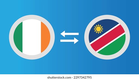 Rundsymbole mit Irland und Namibia Flag-Wechselkurs-Konzept Grafik-Element Illustration Vorlage Design
