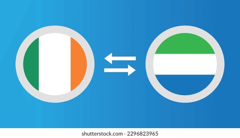 round icons with Ireland and Sierra Leone flag exchange rate concept graphic element Illustration template design
