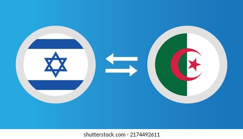 round icons with Israel and Algeria flag exchange rate concept graphic element Illustration template design
