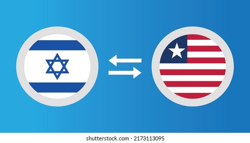 round icons with Israel and Liberia flag exchange rate concept graphic element Illustration template design
