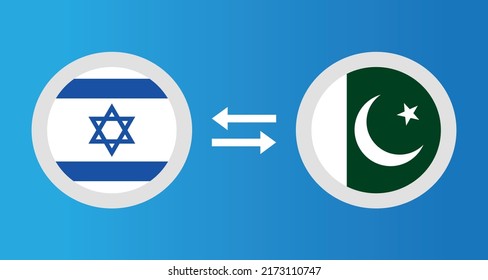 round icons with Israel and Pakistan flag exchange rate concept graphic element Illustration template design
