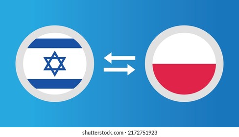 round icons with Israel and Poland flag exchange rate concept graphic element Illustration template design
