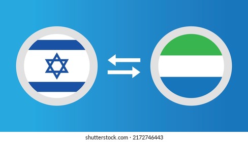 round icons with Israel and Sierra Leone flag exchange rate concept graphic element Illustration template design
