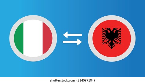 round icons with Italy and Albania flag exchange rate concept graphic element Illustration template design
