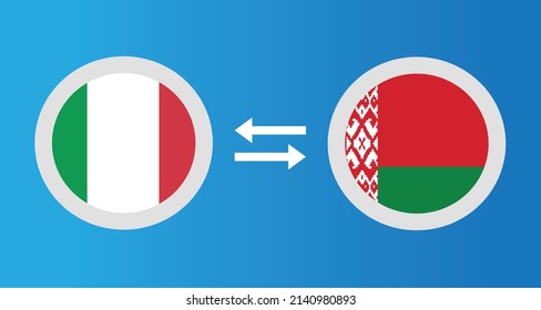 round icons with Italy and Belarus flag exchange rate concept graphic element Illustration template design
