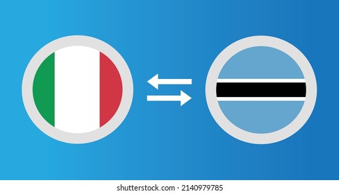 round icons with Italy and Botswana flag exchange rate concept graphic element Illustration template design
