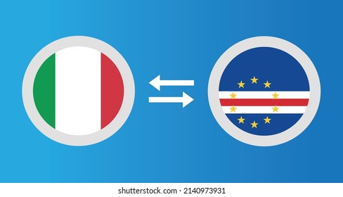 round icons with Italy and Cape Verde flag exchange rate concept graphic element Illustration template design
