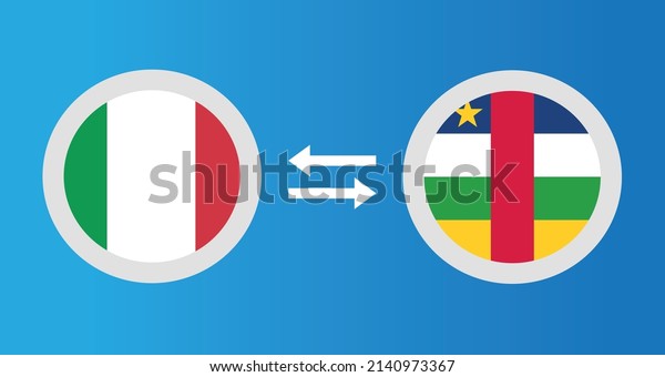 round icons with Italy and Central African\
Republic flag exchange rate concept graphic element Illustration\
template design\
