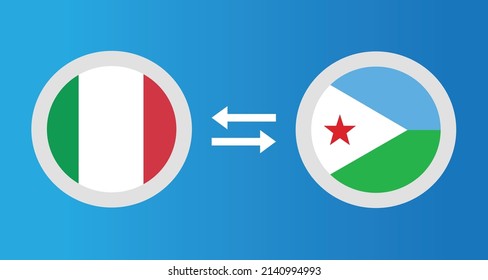 round icons with Italy and Djibouti flag exchange rate concept graphic element Illustration template design
