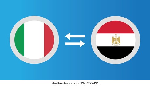 round icons with Italy and Egypt flag exchange rate concept graphic element Illustration template design
