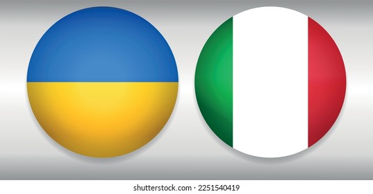 round icons with Italy flag  and UA Ukraine flag vector illustration  concept of relations with partners