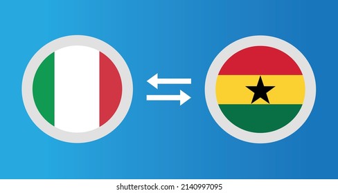 round icons with Italy and Ghana flag exchange rate concept graphic element Illustration template design
