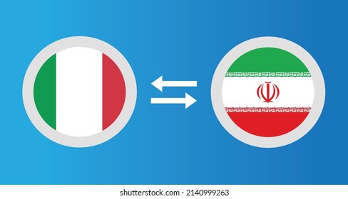 round icons with Italy and Iran flag exchange rate concept graphic element Illustration template design
