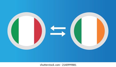 round icons with Italy and Ireland flag exchange rate concept graphic element Illustration template design
