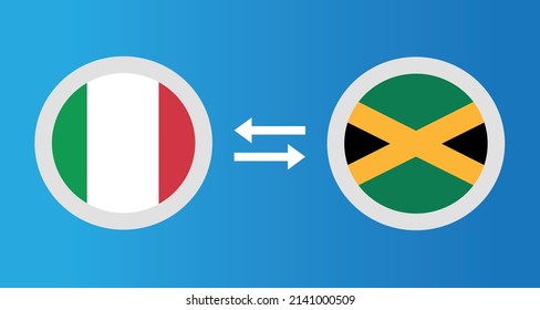 round icons with Italy and Jamaica flag exchange rate concept graphic element Illustration template design
