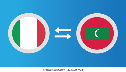 round icons with Italy and Maldives flag exchange rate concept graphic element Illustration template design

