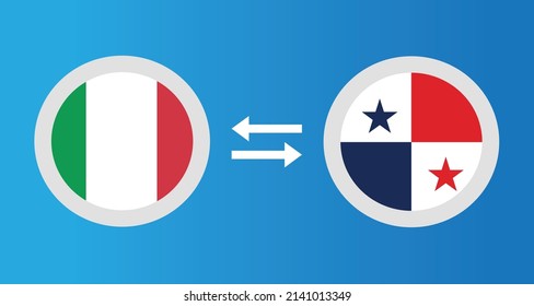round icons with Italy and Panama flag exchange rate concept graphic element Illustration template design

