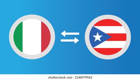 round icons with Italy and Puerto Rico flag exchange rate concept graphic element Illustration template design
