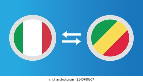 round icons with Italy and Republic of the Congo flag exchange rate concept graphic element Illustration template design
