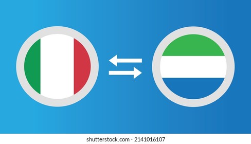 round icons with Italy and Sierra Leone flag exchange rate concept graphic element Illustration template design
