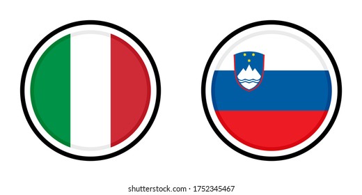round icons with italy and slovenia flags