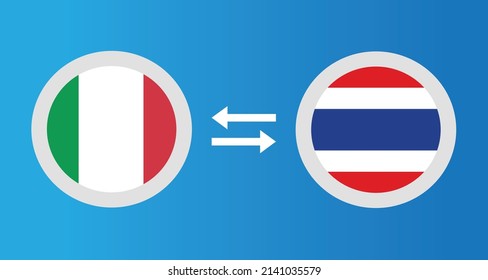 round icons with Italy and Thailand flag exchange rate concept graphic element Illustration template design
