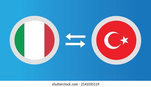 round icons with Italy and Turkey flag exchange rate concept graphic element Illustration template design
