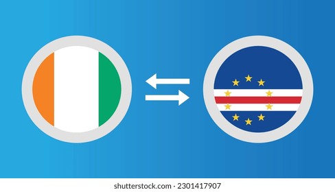 round icons with Ivory Coast and Cape Verde flag exchange rate concept graphic element Illustration template design
