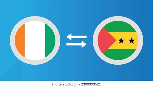 round icons with Ivory Coast and Sao Tome and Principe flag exchange rate concept graphic element Illustration template design
