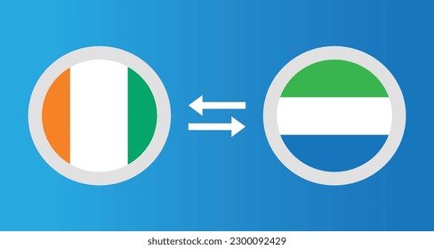 round icons with Ivory Coast and Sierra Leone flag exchange rate concept graphic element Illustration template design
