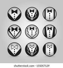 Round icons jacket. Jacket set icons, Business tuxedo sign, Vector illustration