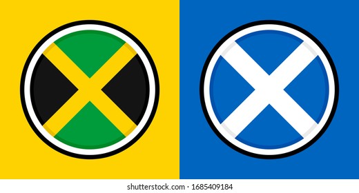 round icons, jamaica and scotland flags