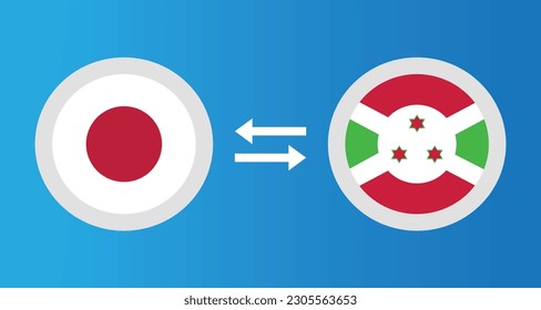 round icons with Japan and Burundi flag exchange rate concept graphic element Illustration template design
