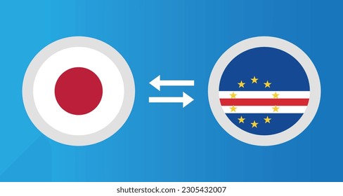 round icons with Japan and Cape Verde flag exchange rate concept graphic element Illustration template design
