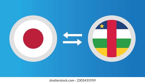 round icons with Japan and CAR flag exchange rate concept graphic element Illustration template design
