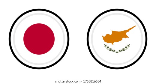 round icons with japan and cyprus flags