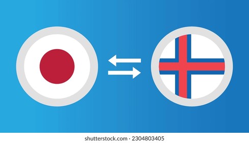 round icons with Japan and Faroe Islands flag exchange rate concept graphic element Illustration template design
