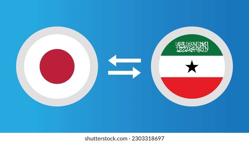 round icons with Japan and $ flag exchange rate concept graphic element Illustration template design
