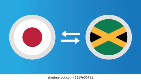 round icons with Japan and Jamaica flag exchange rate concept graphic element Illustration template design
