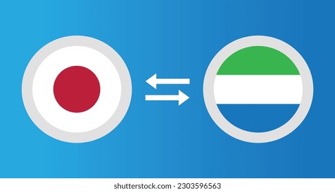 round icons with Japan and Sierra Leone flag exchange rate concept graphic element Illustration template design
