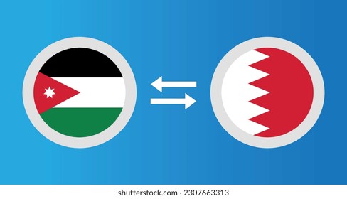 round icons with Jordan and Bahrain flag exchange rate concept graphic element Illustration template design

