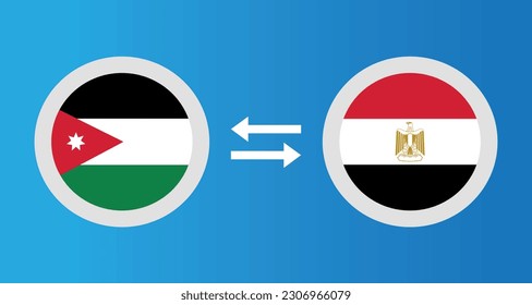 round icons with Jordan and Egypt flag exchange rate concept graphic element Illustration template design
