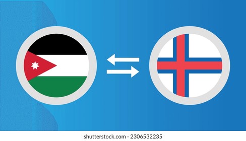 round icons with Jordan and Faroe Islands flag exchange rate concept graphic element Illustration template design
