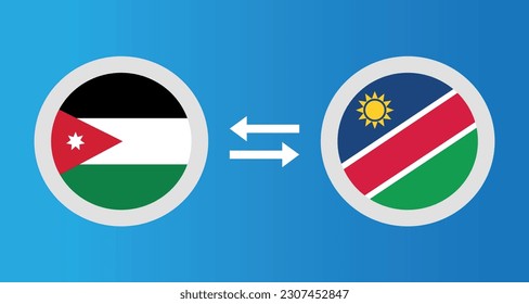 iconos redondos con el concepto de tipo de cambio del pabellón de Jordania y Namibia elemento gráfico Diseño de la plantilla de ilustración
