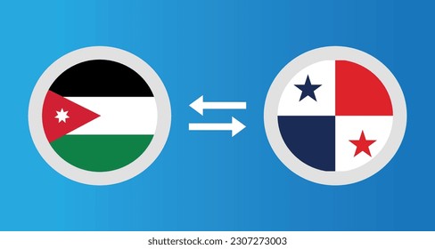 round icons with Jordan and Panama flag exchange rate concept graphic element Illustration template design
