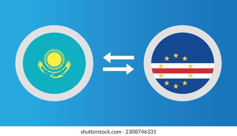 round icons with Kazakhstan and Cape Verde flag exchange rate concept graphic element Illustration template design
